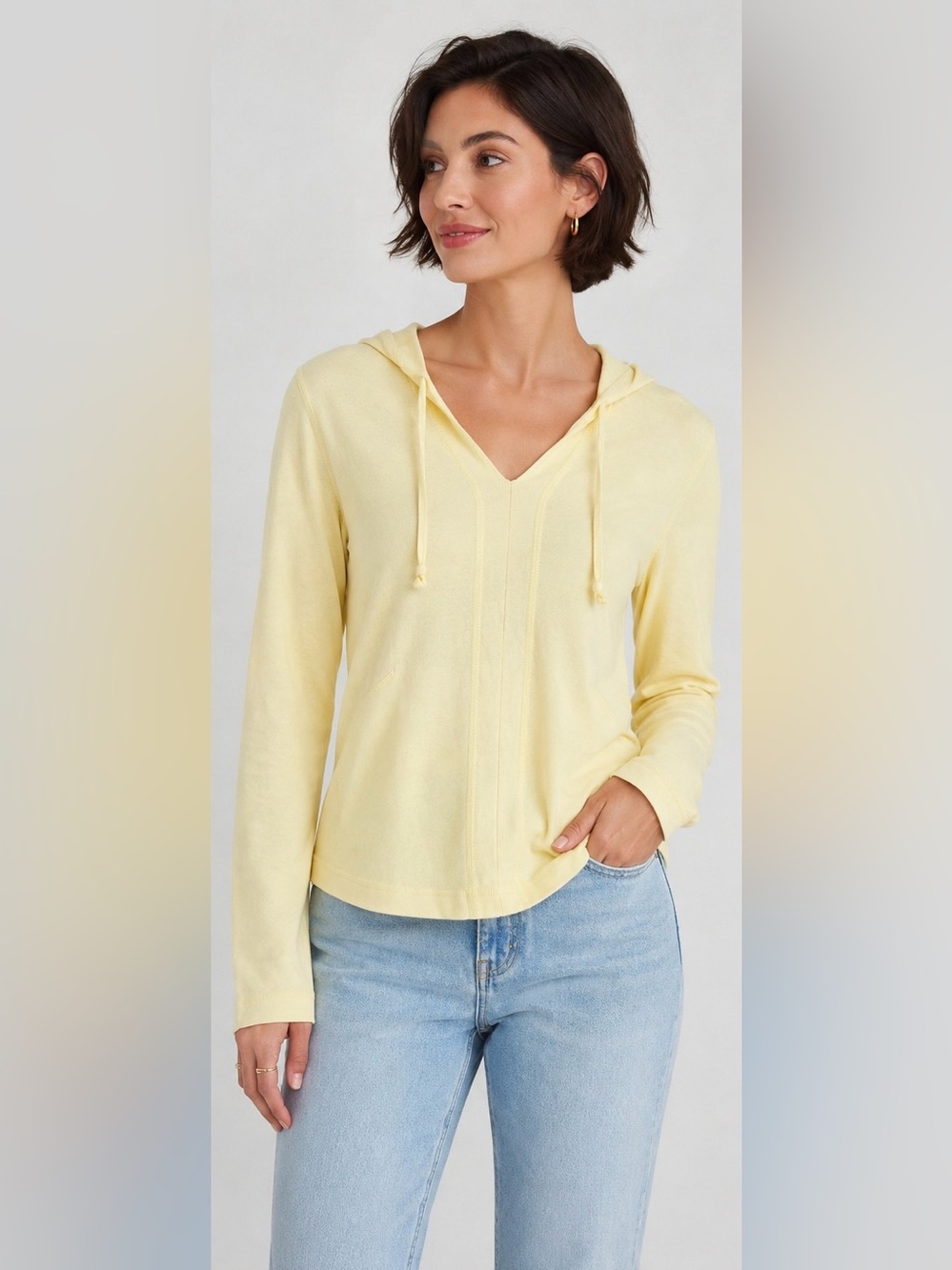 Vintage Y2K Eddie Bauer Hooded Long Sleeve Top Yellow Size L